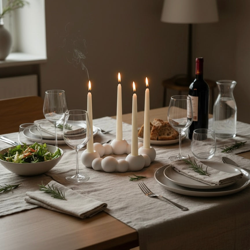 Winter Candle Holder Centerpiece